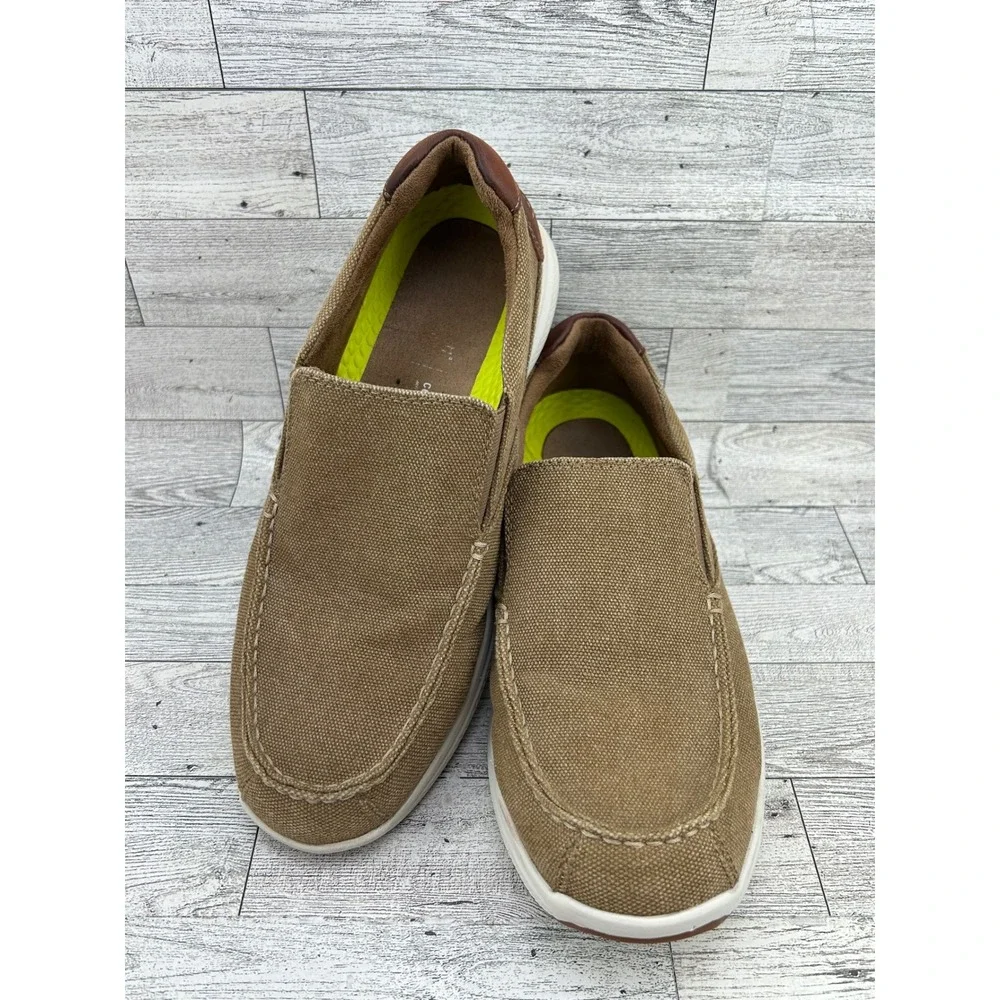Florsheim Mens Brown Canvas Leather Comfortech Slip On Loafer Shoes‎ 8.5M